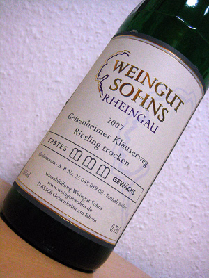 2007 Riesling trocken - Geisenheimer Kläuserweg - Erstes Gewächs - Weingut Sohns