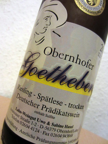 2011 Riesling Spätlese trocken - Obernhofer Goetheberg - Lahn-Weingut Haxel