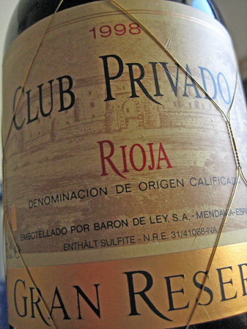 1998 Club Privado Rioja - Gran Reserva - Barón de Ley
