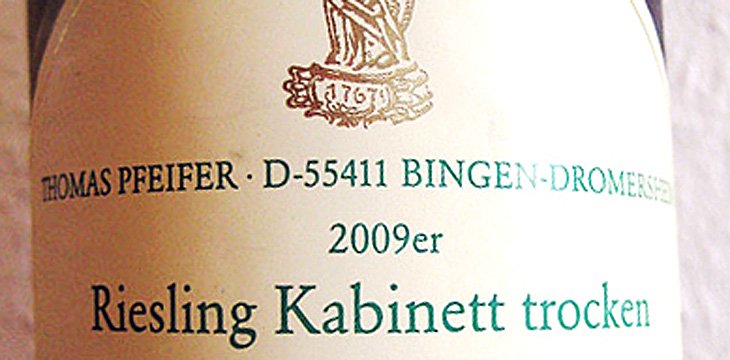 2009 Riesling Kabinett trocken - Thomas Pfeifer
